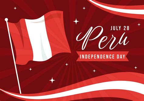 Peru Independence Day Vector Illustration on july 28 with Waving Flag ...