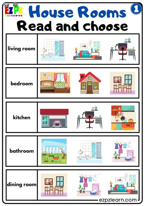 House Rooms Vocabulary Read And Choose Activity For Homeschool K5 And