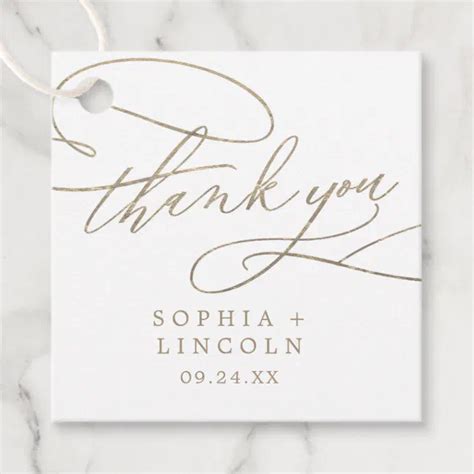 Romantic Gold Calligraphy Thank You Favor Tags Zazzle