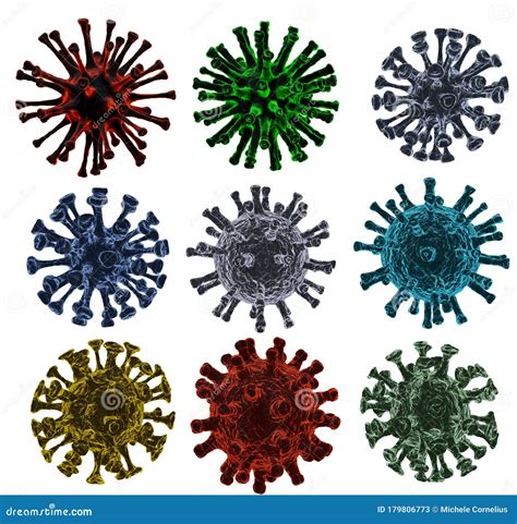 Selection Of Colorful Viruses On White Stock Illustration