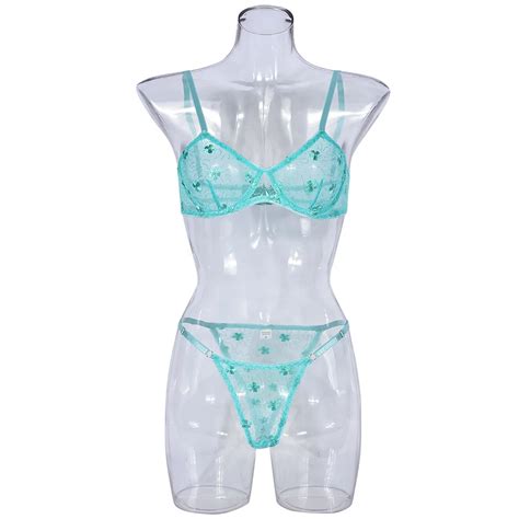 Sexy Transparent Lace Lingerie Set Women Floral Embroidery Underwear Wholesale Sheer Nightwear