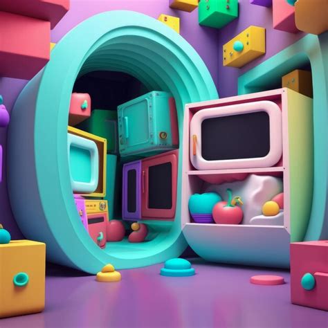 Premium Ai Image A Colorful Room With A Bunch Of Boxes And A Tv On