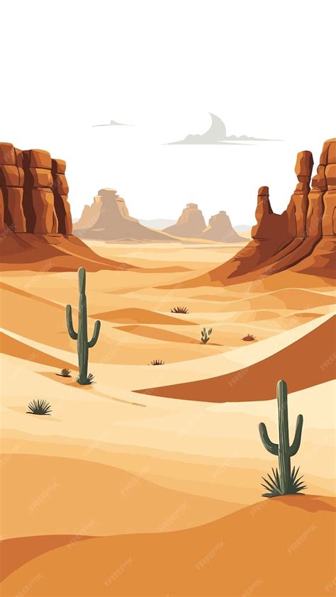 Premium Vector Desert Landscape Drawing Cartoon Artwork Vector