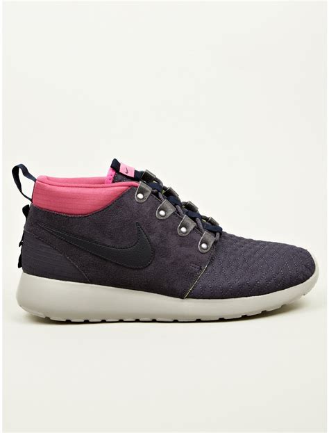 Nike Mens Navy Blue Roshe Run Sneakerboots In Pink For Men Navy Lyst