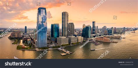 Aerial Panorama Jersey City Skyline Sunset Stock Photo 1204624735 ...