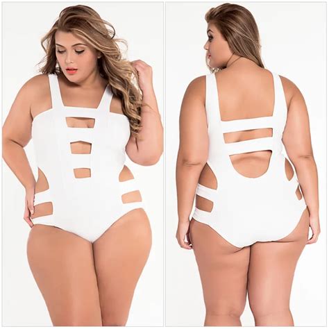 Thong One Piece Swimwear Women Plus Size Swimsuit Push Up Sexy White