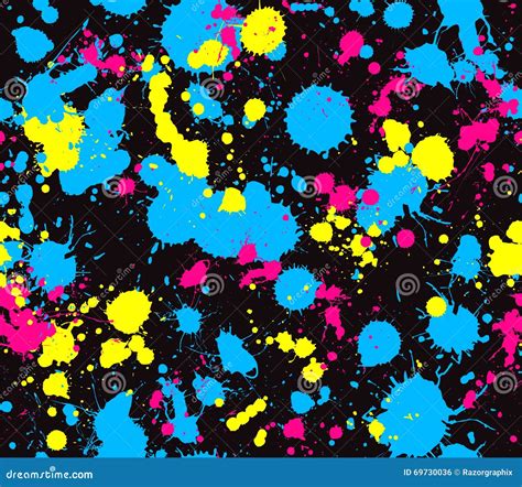 Neon Splatter Background Seamless Pattern Stock Illustration