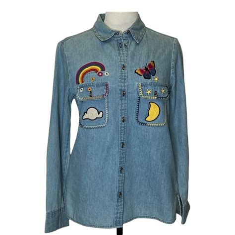 Anthropologie Tops Rare Anthro Holding Horses Patchedup Buttondown