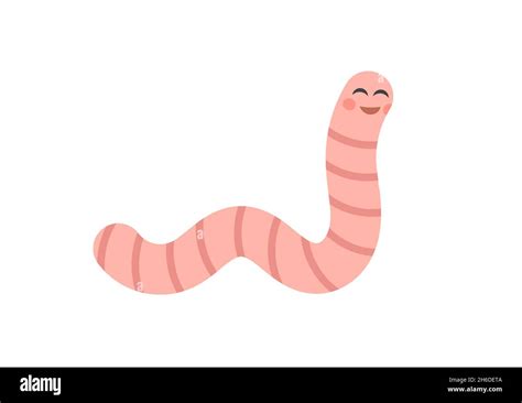 Cute Pink Earthworm Illustration Worm Vector Icon Spring Animal In