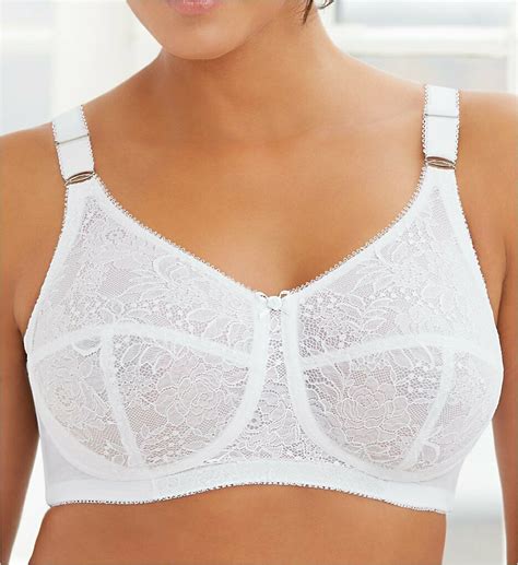 Glamorise White Comfort Lift Wire Free Lace Support Bra Us 46i Bras