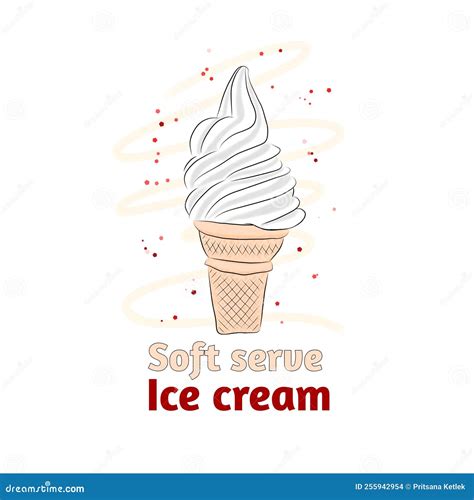 Soft Serve Ice Cream On White Background Drawing Illustrations Stock