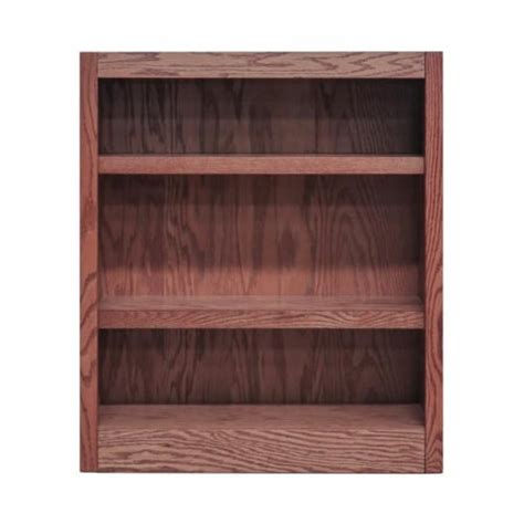 Bowery Hill Traditional 36 Tall 3 Shelf Wood Bookcase In Dry Oak 1