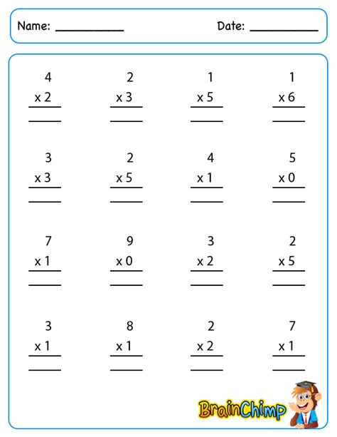 Single Digit Multiplication Worksheets