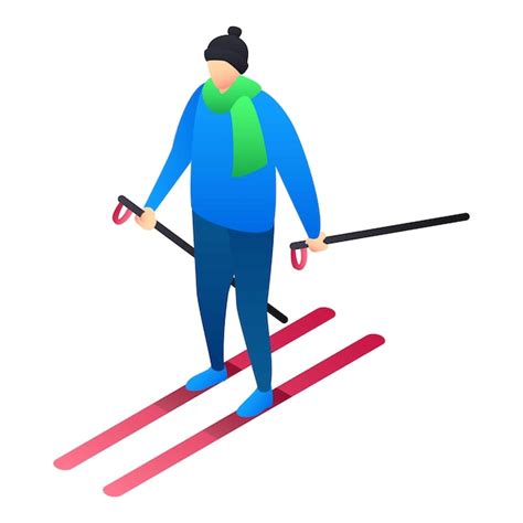 Premium Vector Boy Skiing Icon Isometric Of Boy Skiing Vector Icon