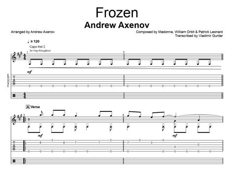 Frozen for guitar. Guitar sheet music and tabs.