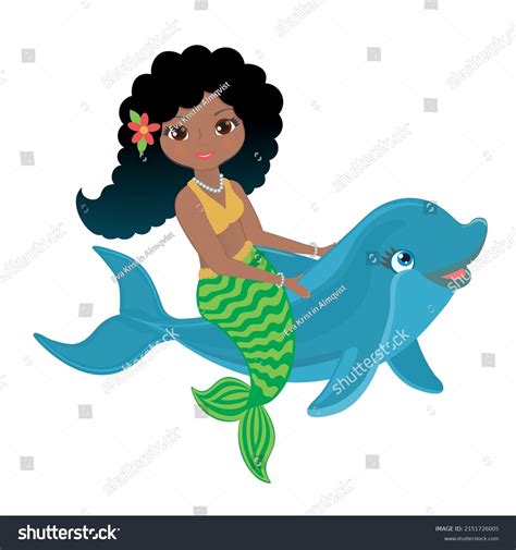 3 African Mermaid Riding Dolphin Images Stock Photos 3d Objects