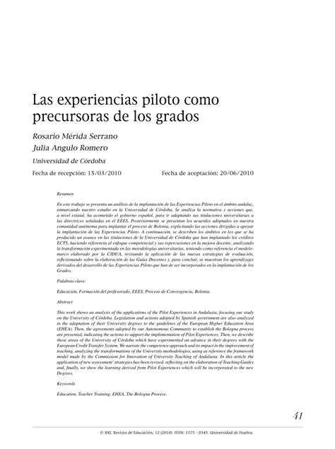 Pdf Las Experiencias Piloto Como Precursoras De Los Grados