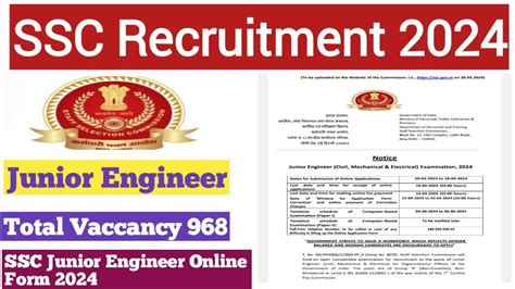 SSC Junior Engineer Recruitment 2024 Apply Online For 968 Posts YouTube