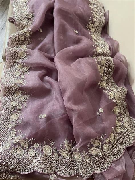 Beautiful Organza Saree With Cutdana Work In Saree Designs Party