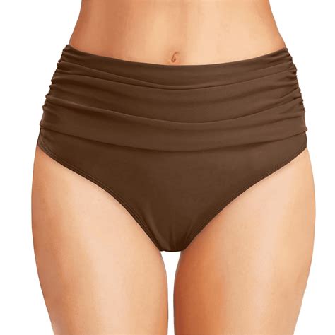 MGCWSH Women S High Waisted Swim Bottom Ruched Bikini Tankini Swimsuit Briefs Brown XL Walmart