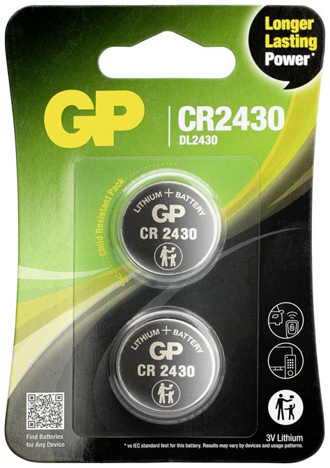 GP Batteries CR2430 Batteria A Bottone CR 2430 Litio 300 MAh 3 V 2 Pz