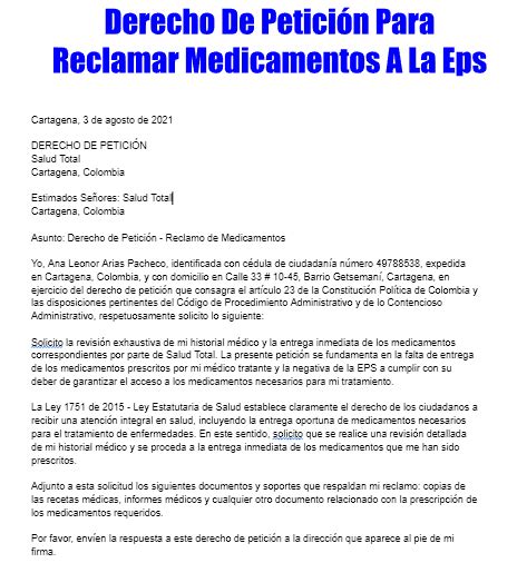 Carta Para Reclamar Medicamentos Image To U