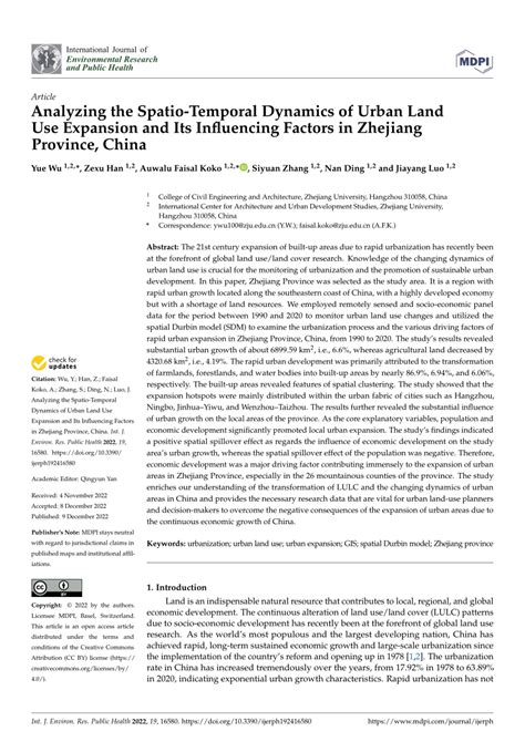 PDF Analyzing The Spatio Temporal Dynamics Of Urban Land Use