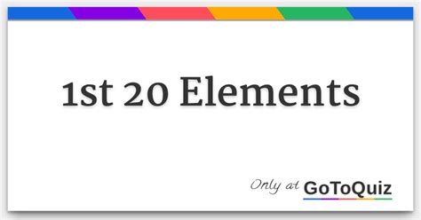 1st 20 Elements