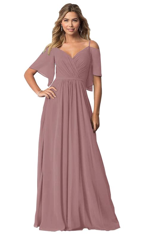 Kkarine Womens Off The Shoulder Ruffled Chiffon Bridesmaid Dress Floor