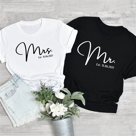 Mr And Mrs Shirt Mr And Mrs Est Date Wedding Shirt Wifey And Hubby