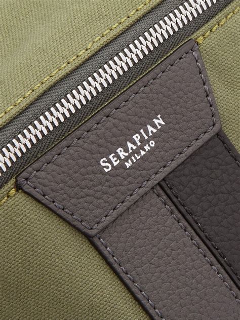 Serapian Serapian Leather Trimmed Canvas Belt Bag Men Green Editorialist