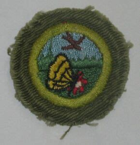 Boy Scout NATURE Merit Badge Type E 1952 60 Khaki Narrow Crimped EBay