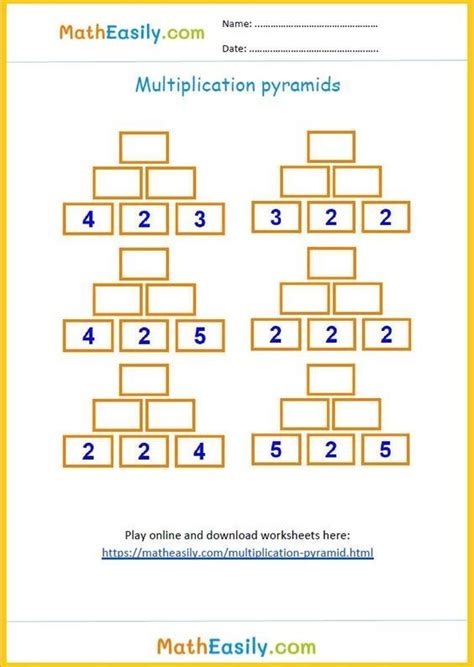 Free Printable Multiplication Pyramid Worksheets Matheasily