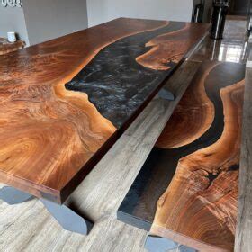 Fonthill Black Epoxy River DIning Table Woodify Canada