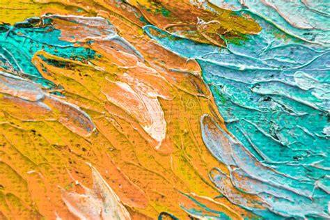 Colorful Abstract Oil Painting Art Background Texture Of Canvas And