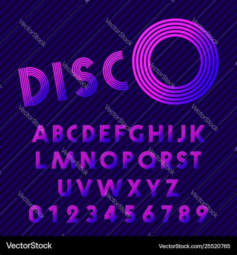 Disco Style Alphabet Retro Nightclub Font Set Of Vector Image