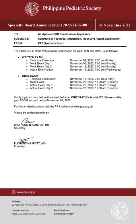 Announcement For Specialty Board Examination Philippine Pediatric