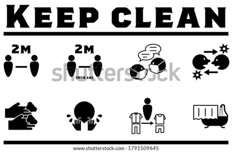 Icon Illustration Set Precautions Infection Prevention เวกเตอร์สต็อก