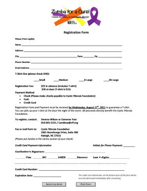 Fillable Online Cff Registration Form Cystic Fibrosis Foundation Fax