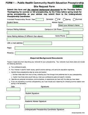 Fillable Online Uwlax Form Public Health Community Health Education
