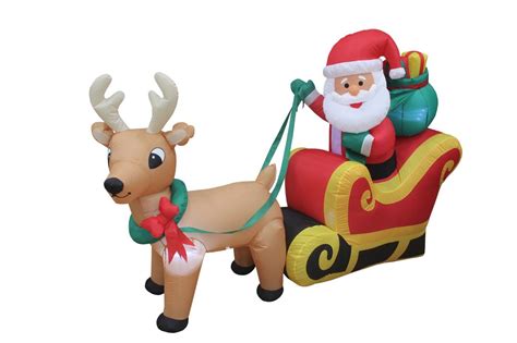 6 Foot Christmas Inflatable Santa Claus Reindeer Sleight Yard Outdoor