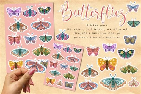 Butterfly Sticker Pack Graphic By Yelloo Fish Creative Fabrica