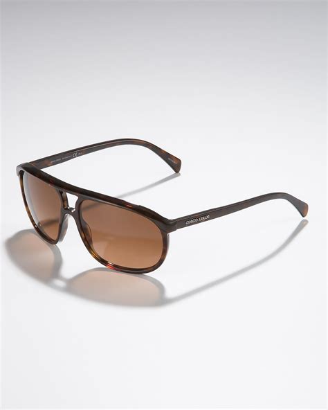 Giorgio Armani Round Plastic Aviator Sunglasses Dark Havana In Brown