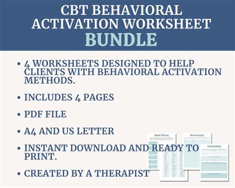 Cbt Behavioral Activation Worksheets Cbt Worksheets Mood Etsy