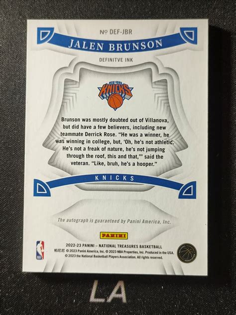 【la拍卖】22 23 Panini National Treasures Jalen Brunson 国宝 贾伦 布伦森 杰伦 布伦森 独行