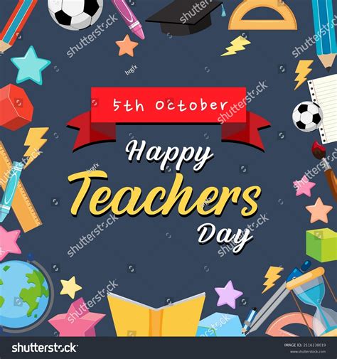 Happy Teachers Day Lettering Banner Illustration Stock Vector Royalty