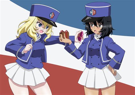 Andou And Oshida Girls Und Panzer Drawn By Nao Nao Puku777 Danbooru