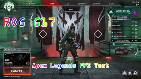 Rog G Apex Legends Fps Test Youtube