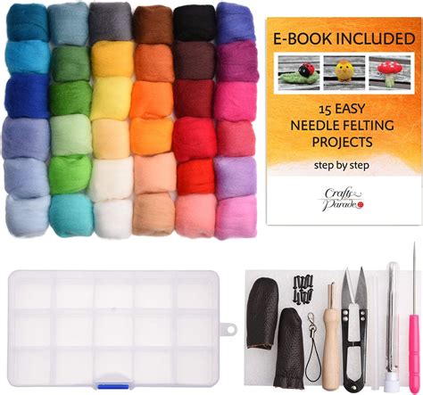 Buy Needle Felting Kit For Beginners Wool Roving Colors With