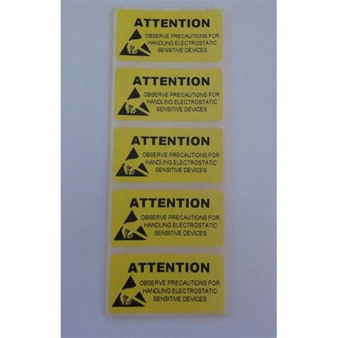 China Customized Yellow ESD Attention And Warning Hazard Labels